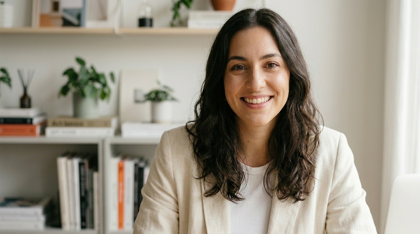 Tima, founder of Tima Vibes, smiling in her studio